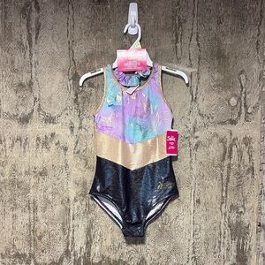 Justice Dance 2 piece set Bodysuit and hair tie NWT